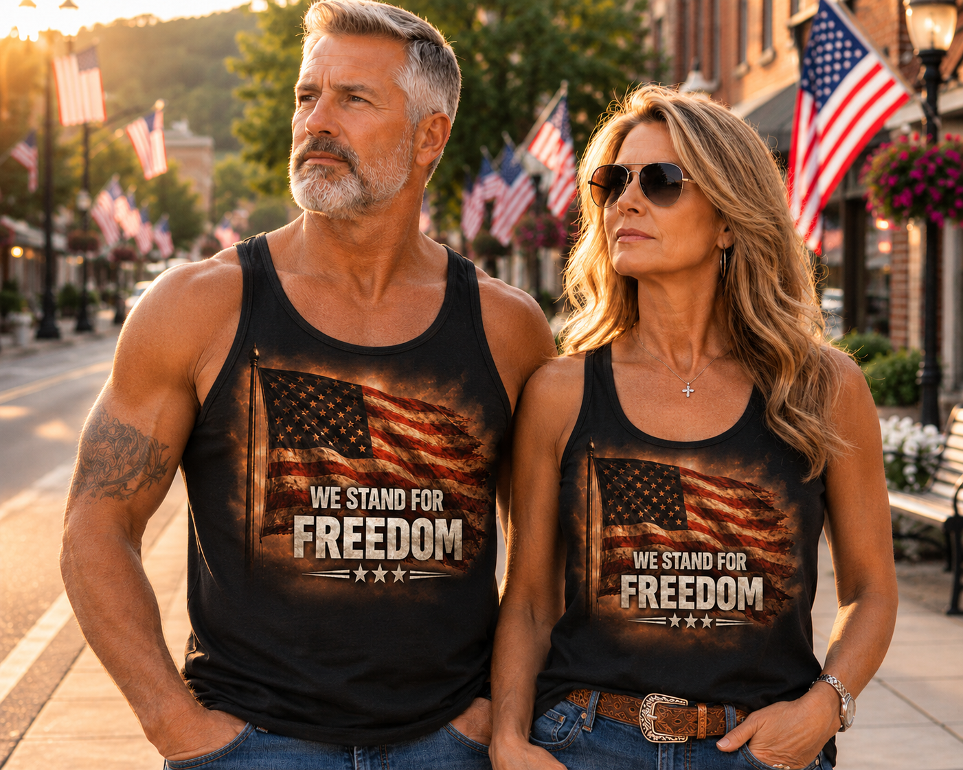 We Stand for Freedom Tank Top — Patriotic American Flag Muscle Tee
