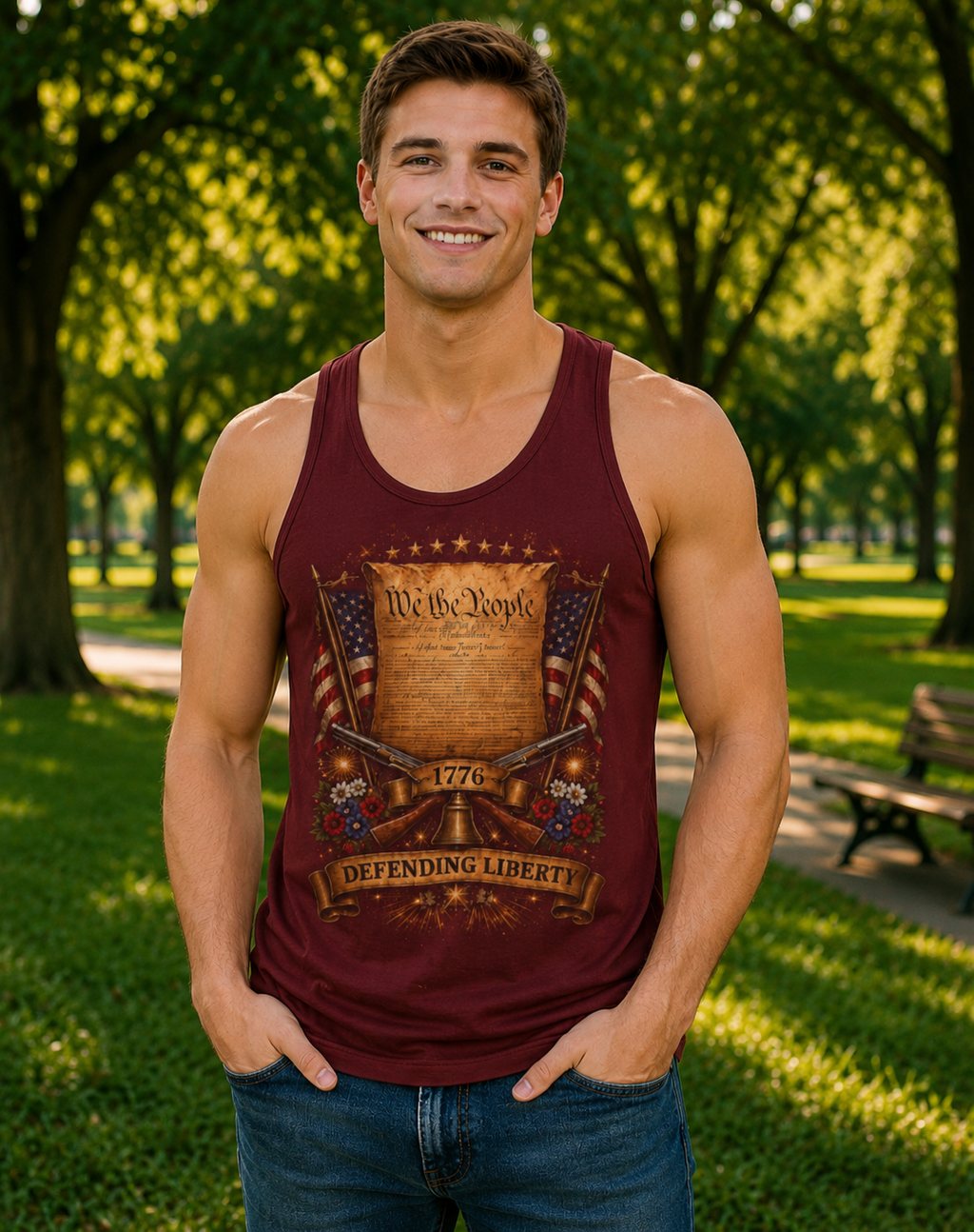 Defending Liberty Tank Top — 'We the People' 1776 Patriotic Shirt