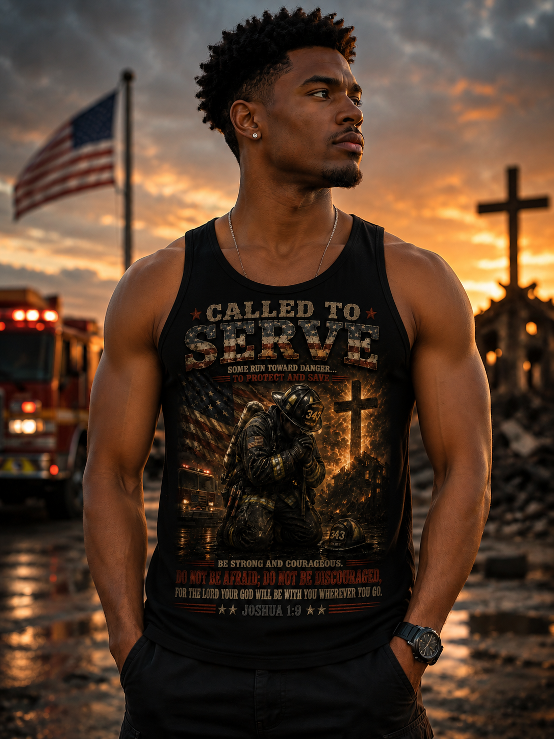 Called to Serve Tank Top — Military Christian Prayer Graphic Tank