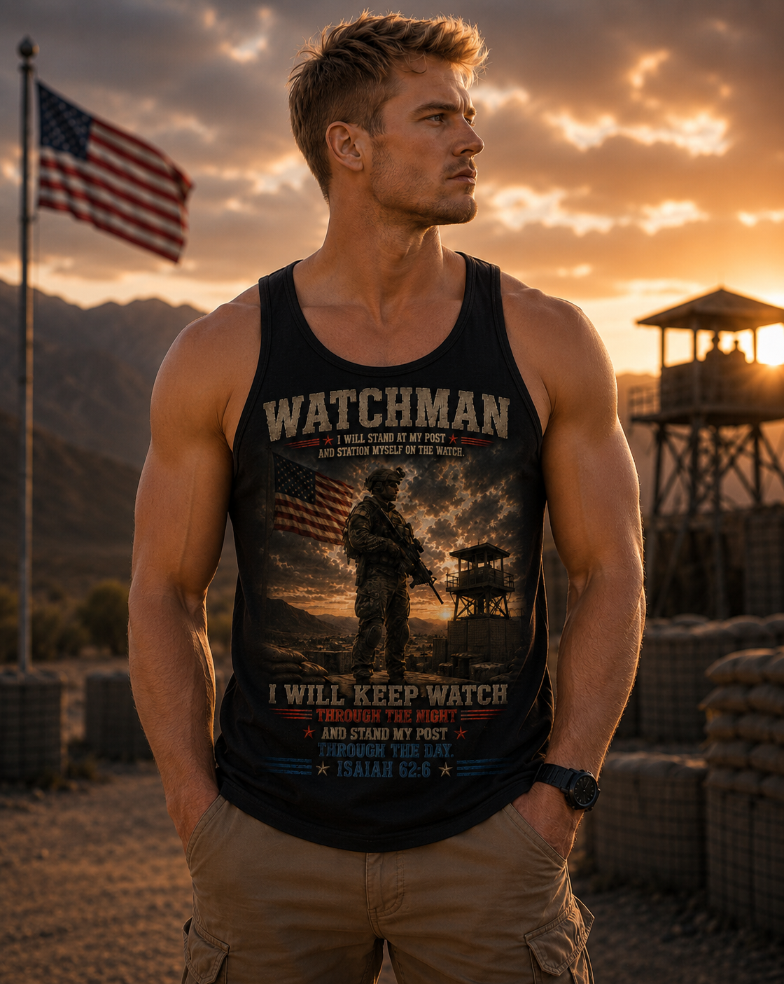 Watchman Tank Top – "I Will Keep Watch" Military Veteran Tribute Tank