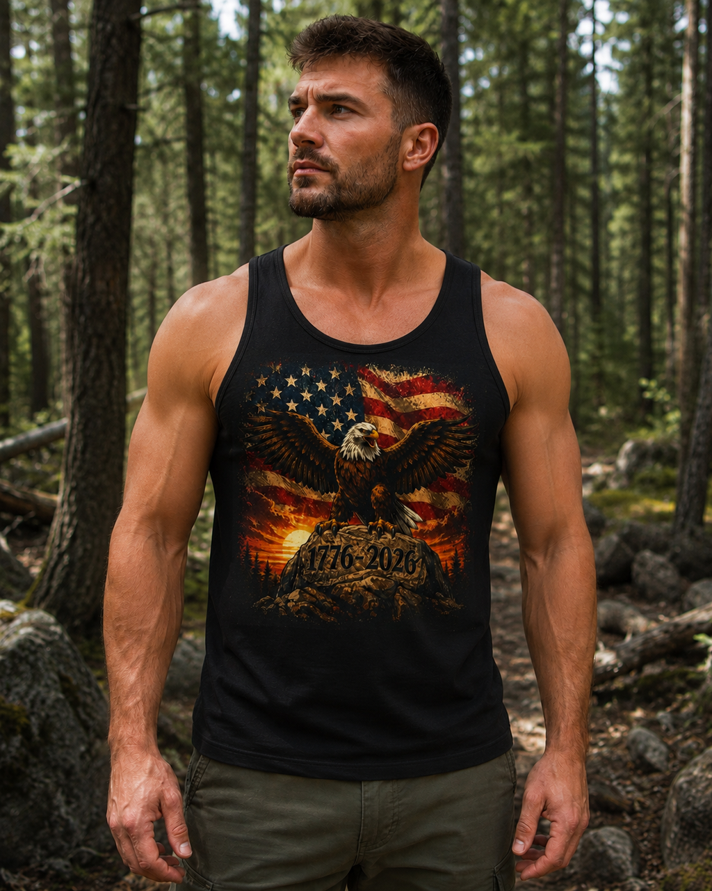 Patriotic Eagle Tank Top – 1776–2026 American Flag Fourth of July Shirt