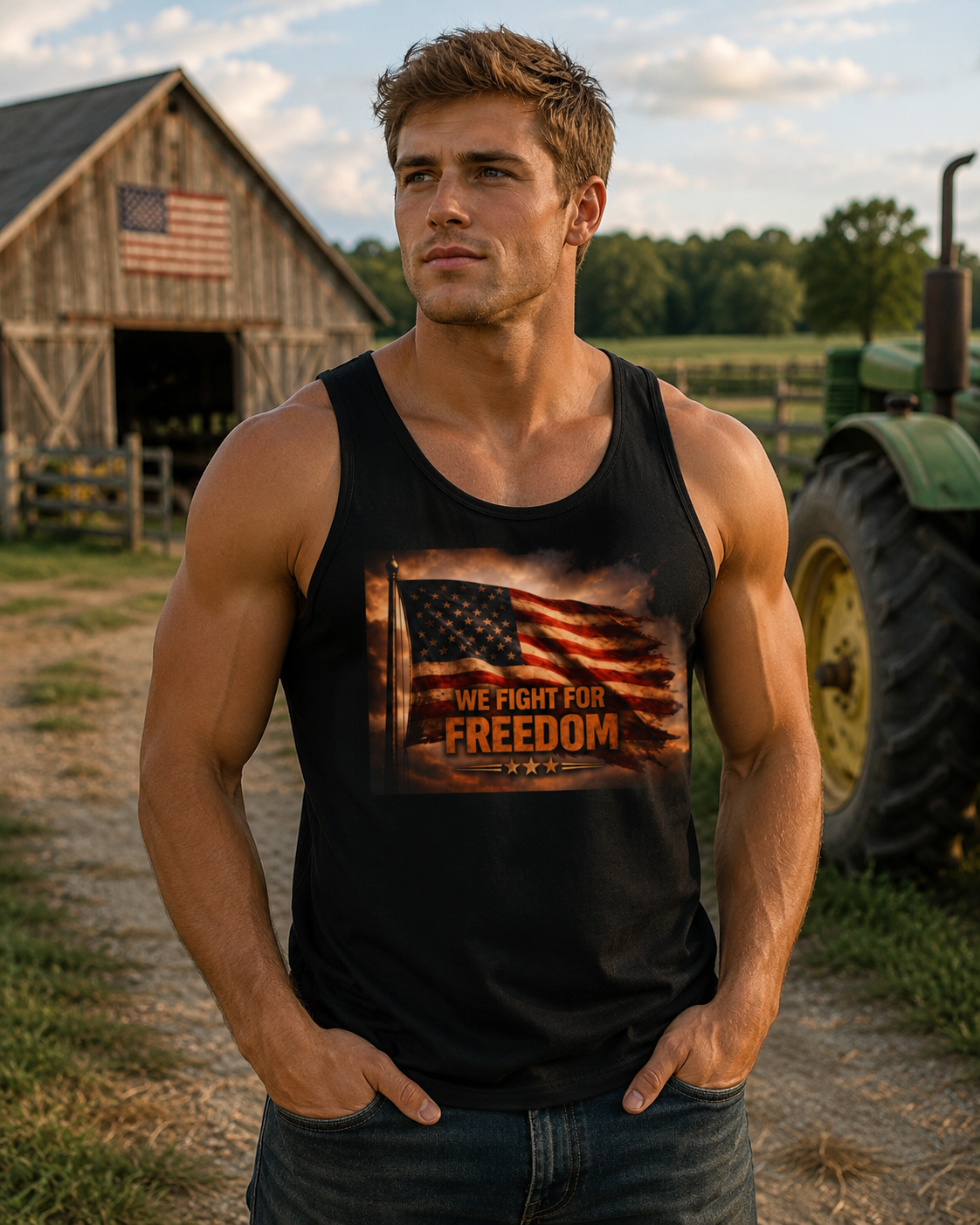 We Fight For Freedom American Flag Tank Top – Patriotic Veterans Memorial Tee