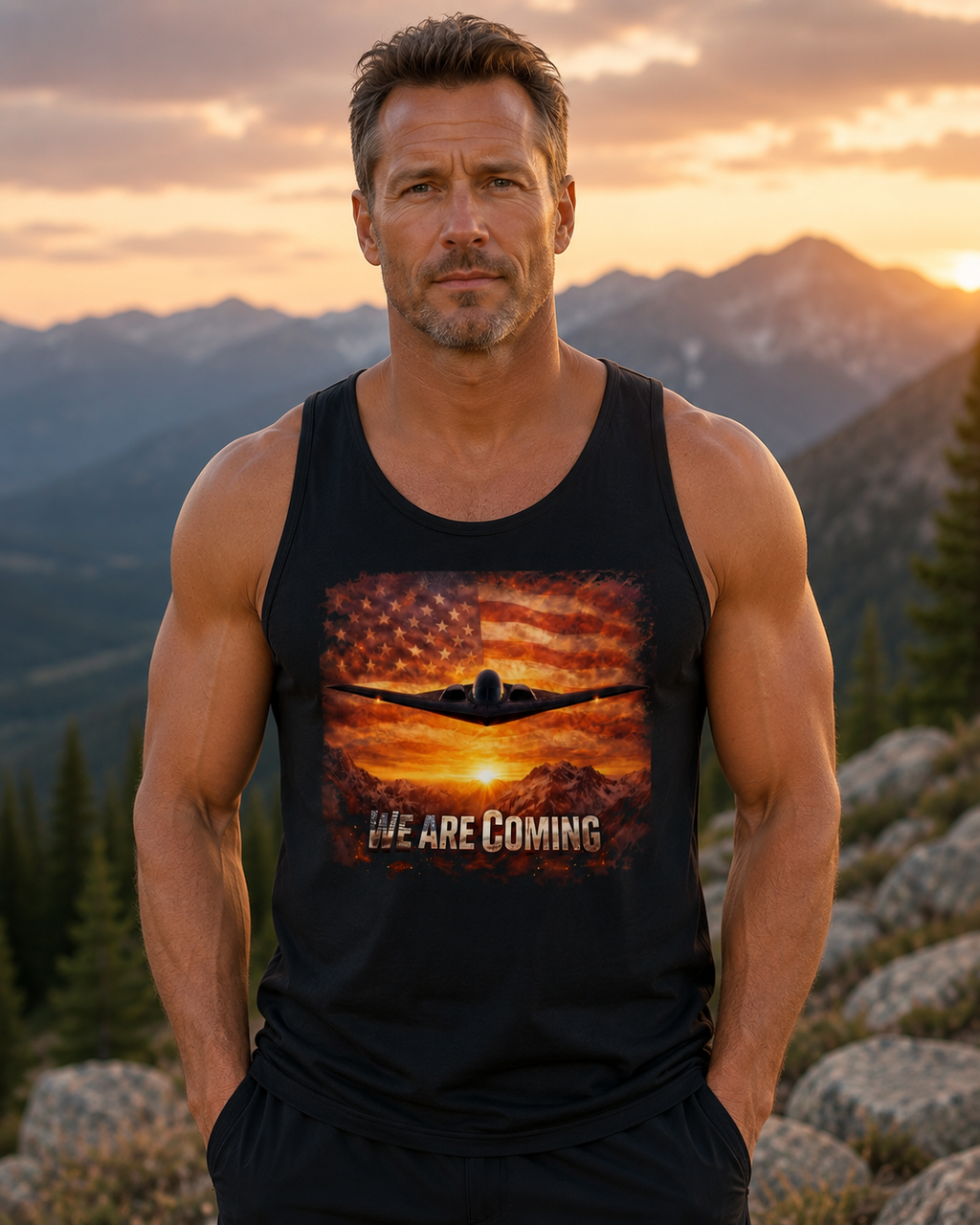 Patriotic Eagle Tank Top – Bald Eagle with American Flag Graphic