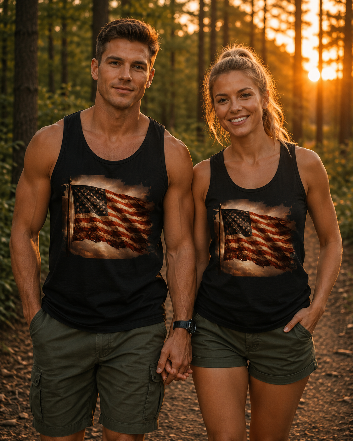 Patriotic American Flag Tank Top — Vintage Distressed Stars & Stripes