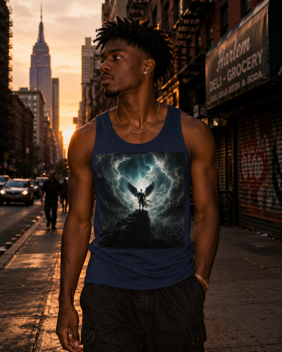 Angel of Thunder Graphic Tank Top — Dark Winged Warrior Concert Tee