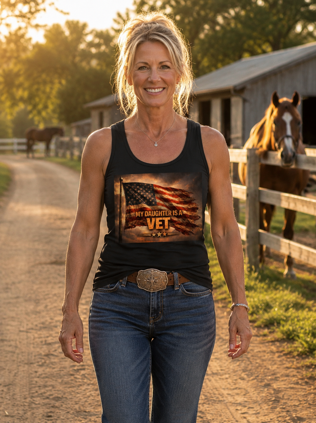 My Daughter Is A Vet Flag Tank - Patriotic Military Tribute Tank Top
