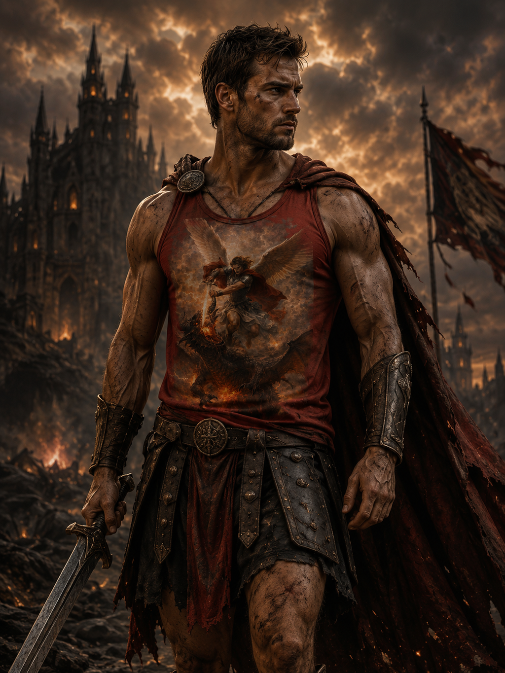 Micheal the arch Angel vs Satan End of timesTank Top — Warrior Archangel Graphic