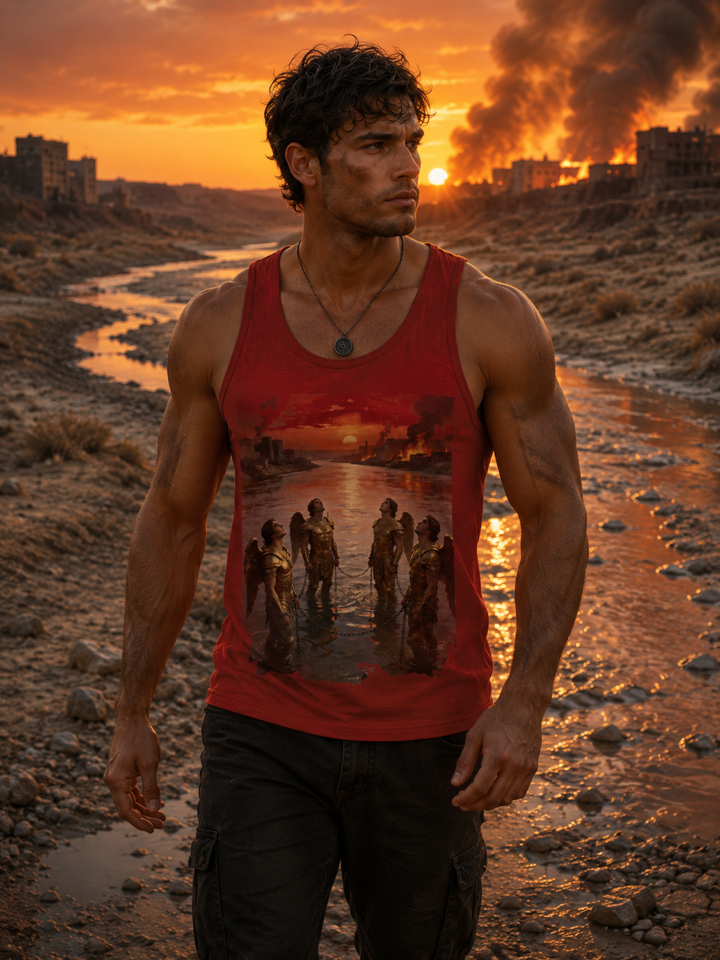 Apocalyptic- The 4 Angles trap in the Euphtates River at the end of times — Sunset Warriors Concert Graphic Tank