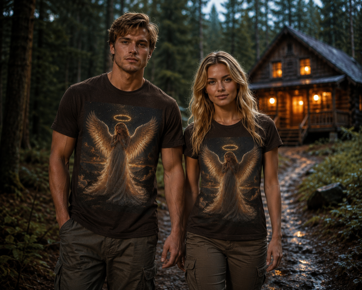 Angel Wings Graphic Tee — Glowing Halo Spiritual T-Shirt