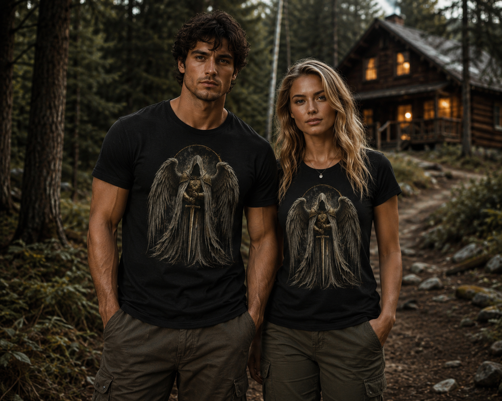 Guardian Angel Graphic Tee — Gothic Angel Wings T-Shirt