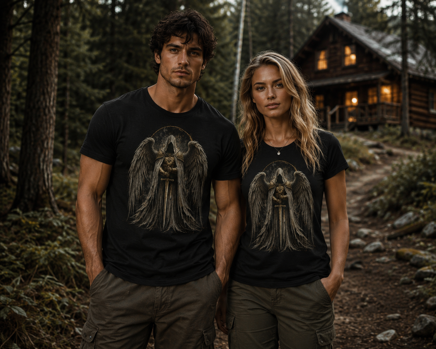 Guardian Angel Graphic Tee — Gothic Angel Wings T-Shirt