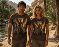 Angel Warrior Graphic Tee — Golden Archangel Battle Scene T-Shirt