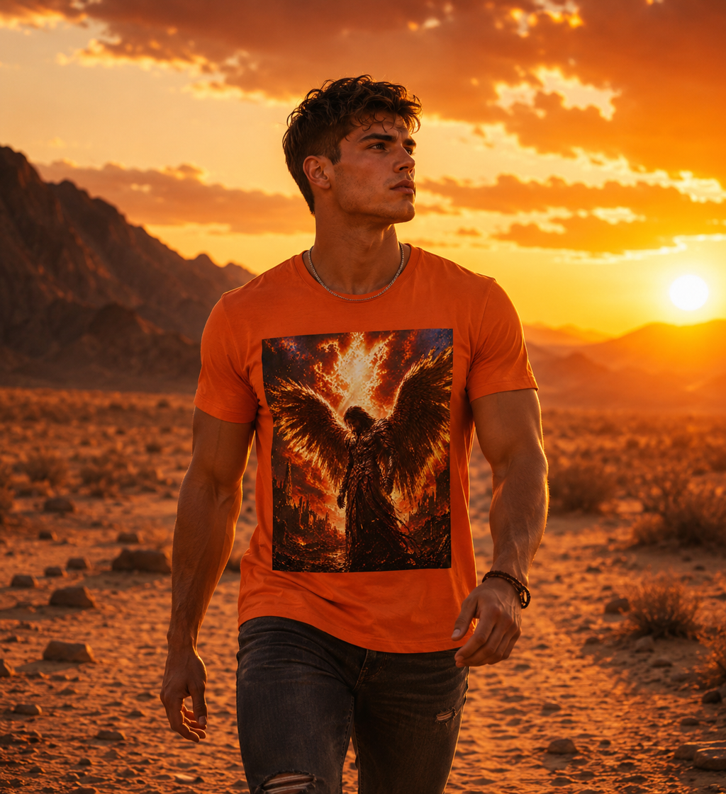 Angel Graphic Tee — Flaming Wings Apocalypse T-Shirt