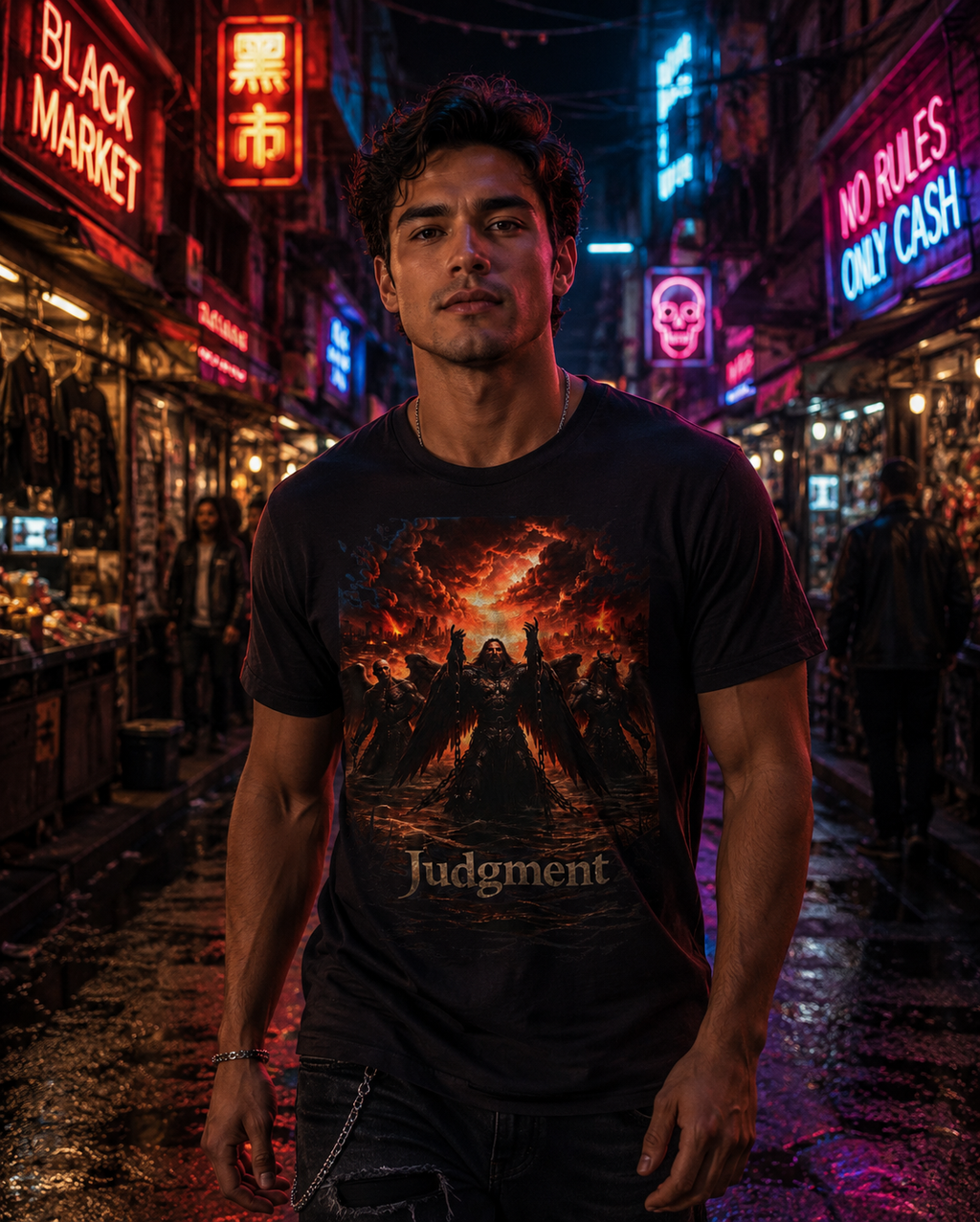 Judgment Graphic Tee — Apocalyptic Angel War T‑Shirt
