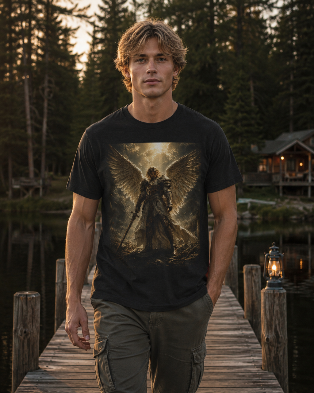 Angel Warrior Graphic Tee — Celestial Armor Archangel T-Shirt