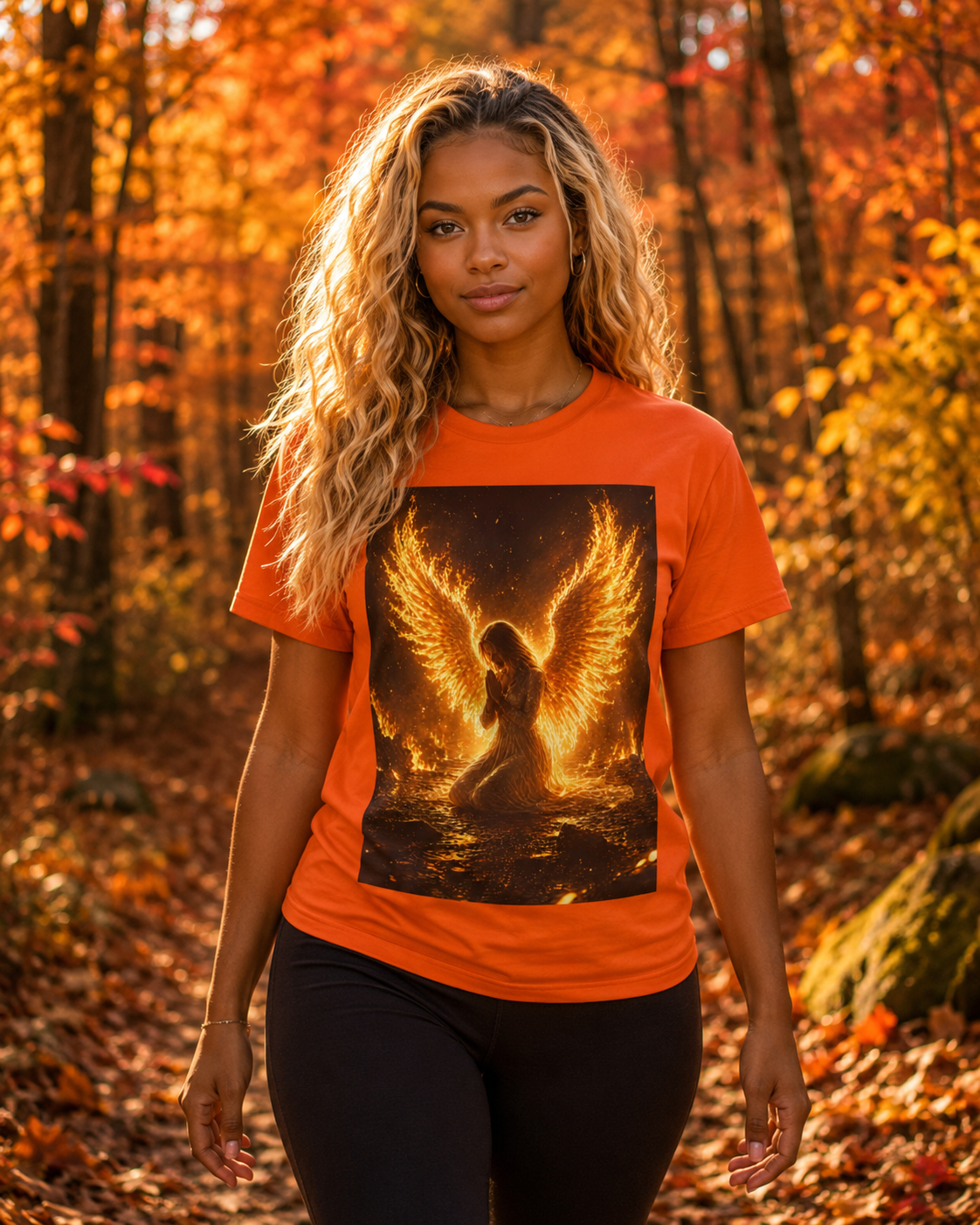 Phoenix Angel Tee — Fiery Winged Angel Graphic T-Shirt