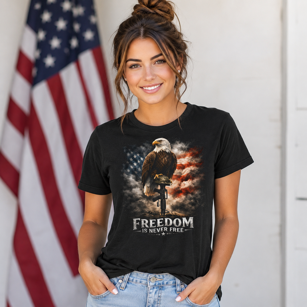 Freedom Is Never Free Eagle T‑Shirt — Patriotic American Flag Tee