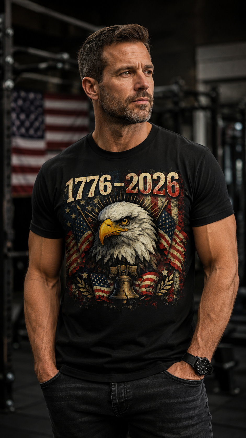1776-2026 Eagle Flag T-Shirt — Patriotic 250th Anniversary Tee