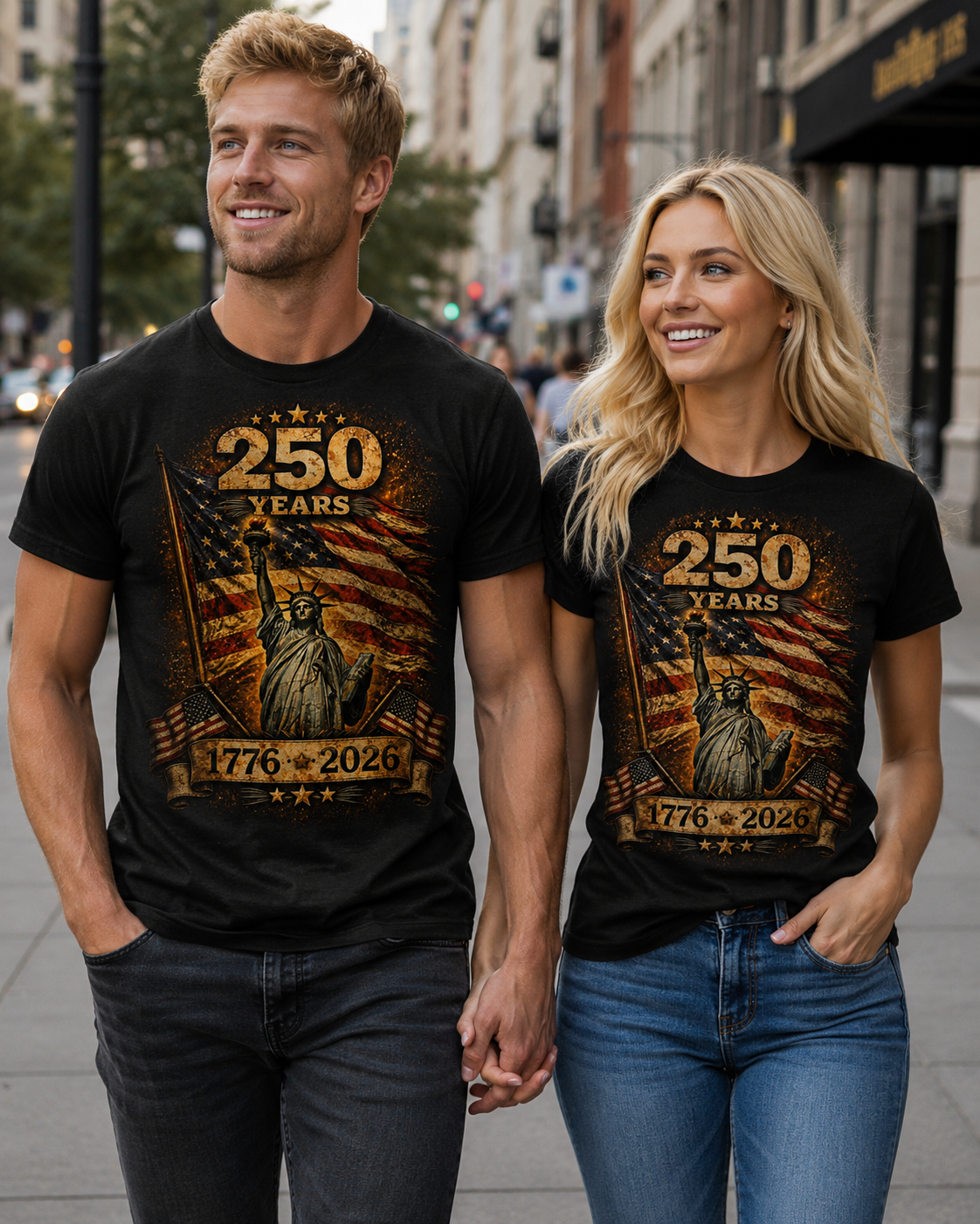 250 Years USA Liberty T-Shirt – 1776-2026 American Flag & Statue of Liberty Tee