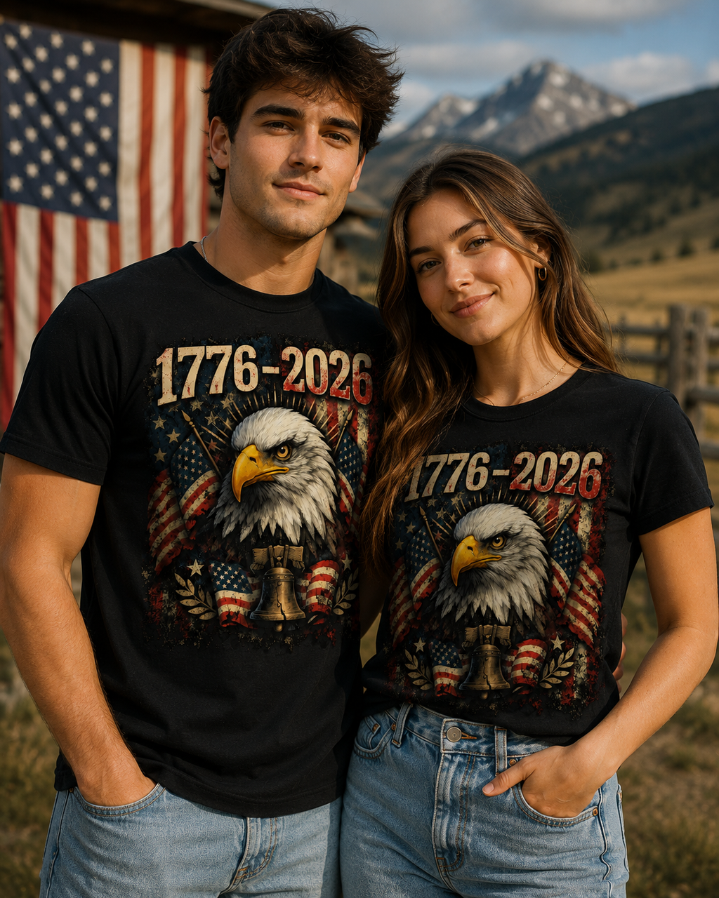 1776-2026 Eagle Patriotic T-Shirt — American Flag Liberty Bell Tee